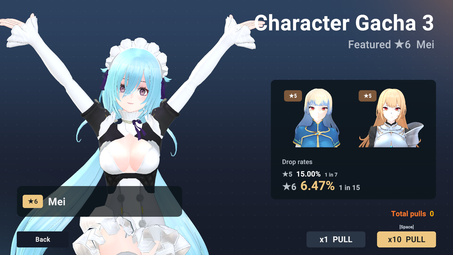 GACHA AND SLEEP character gacha banner