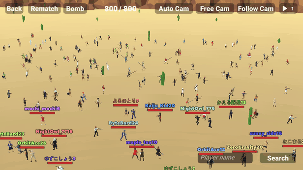 Hundreds of viewers fighting in Deathmatch