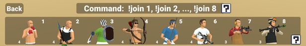The 8 Deathmatch unit types with their !join numbers